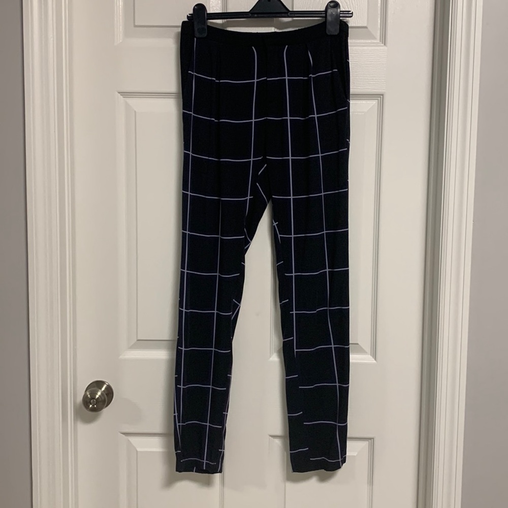 mbyM Navy Grid Pattern Trousers